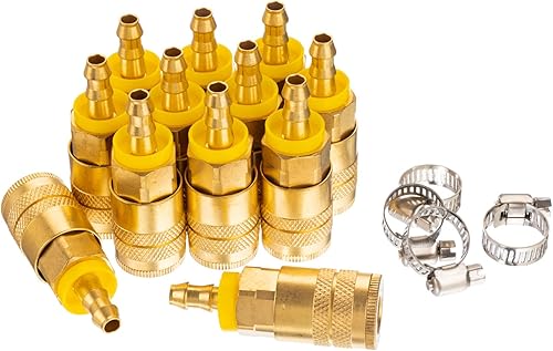 Miniatura 32 de Acoplamiento de aire industrial, enchufe NPT de 1/4 de pulgada y manguera de aire y juego de enchufe FNPT y adaptador rápido, acoplador de aire