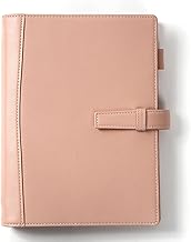 Lightex a5monolether01 Personal Organizer, Genuine Leather, Vegetable Tanning, A5 Size, 6 Holes, Lightweight, Milky Pink