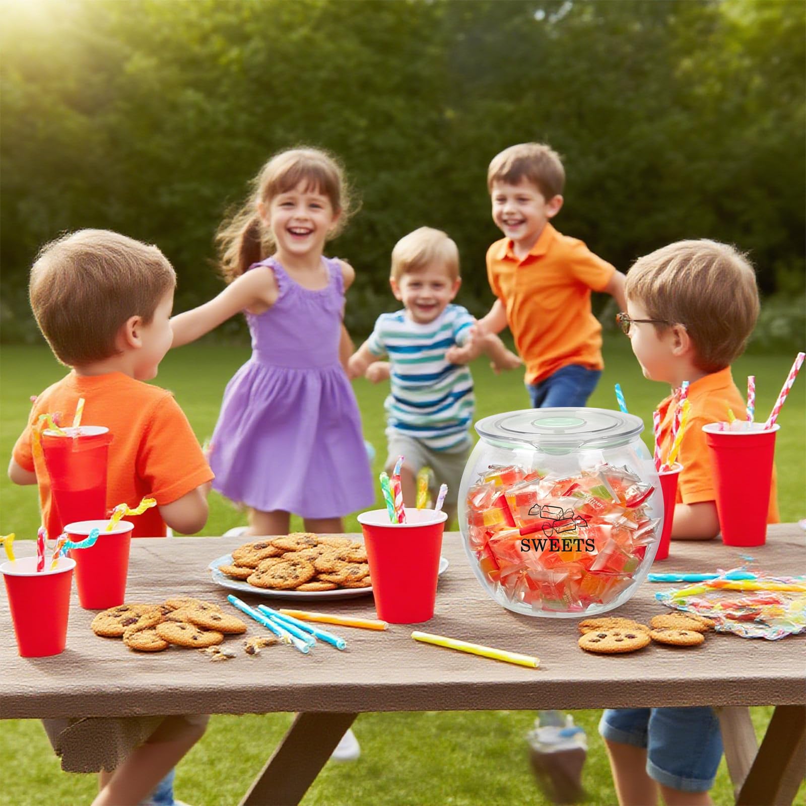Barattolo per biscotti con coperchio in plastica – Contenitore ermetico per biscotti da 2,2 l per biscotti, snack, caramelle e frutta secca – Barattolo senza BPA trasparente con anello in
