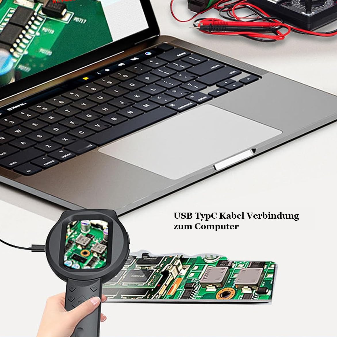 EasY Magnifier Digital Mikroskop Lupe mit USB, Aufladbares Handmicroskop mit 2,8 Zoll IPS Display & 15 LED Licht, Reale 500fache Vergrößerung für Schmuck, Münzen
