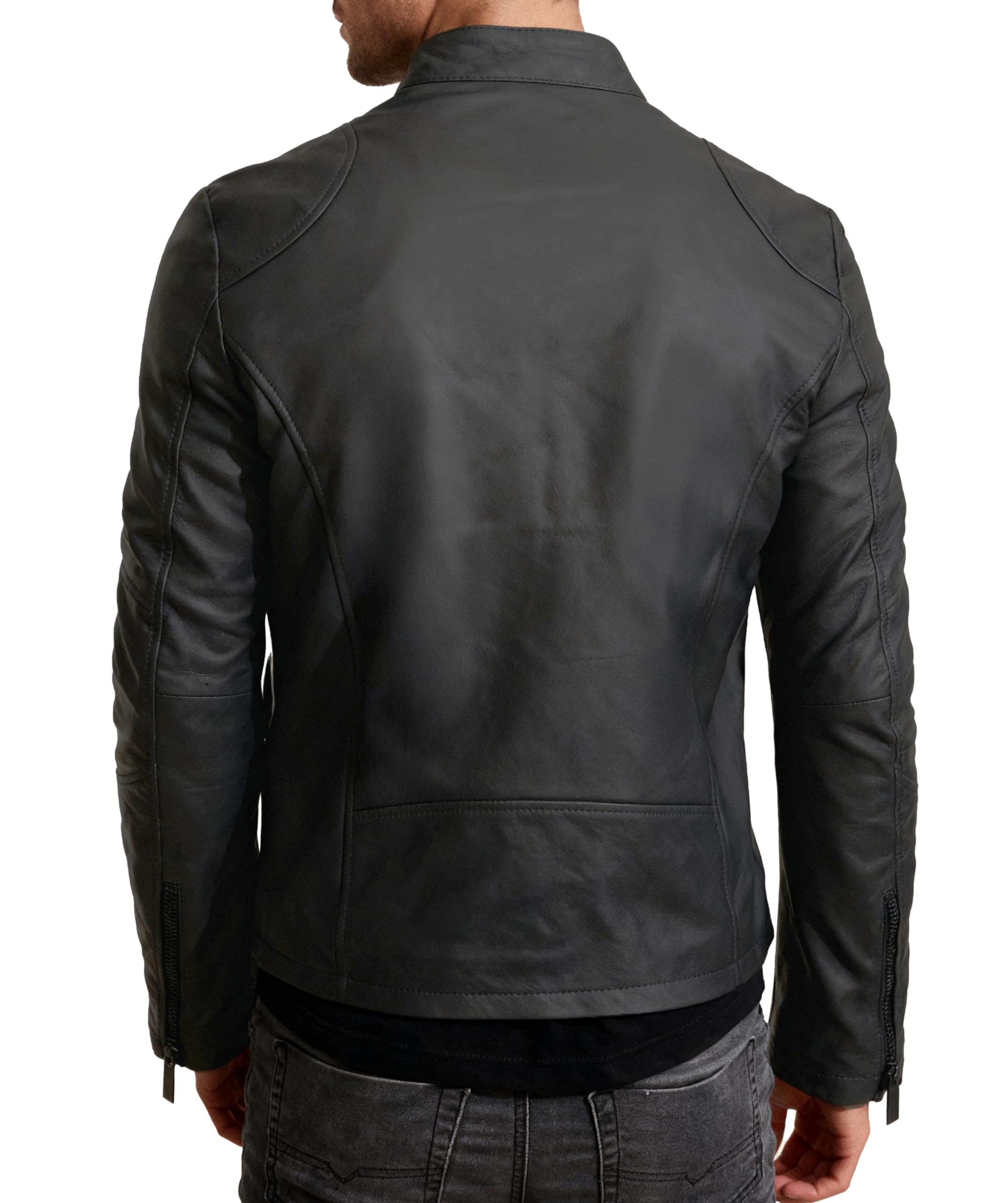 Crone Ivar Herren Lederjacke Cleane Basic Echtleder Jacke | Echtleder, Stehkragen, cleaner Basic-Look, Regular Fit