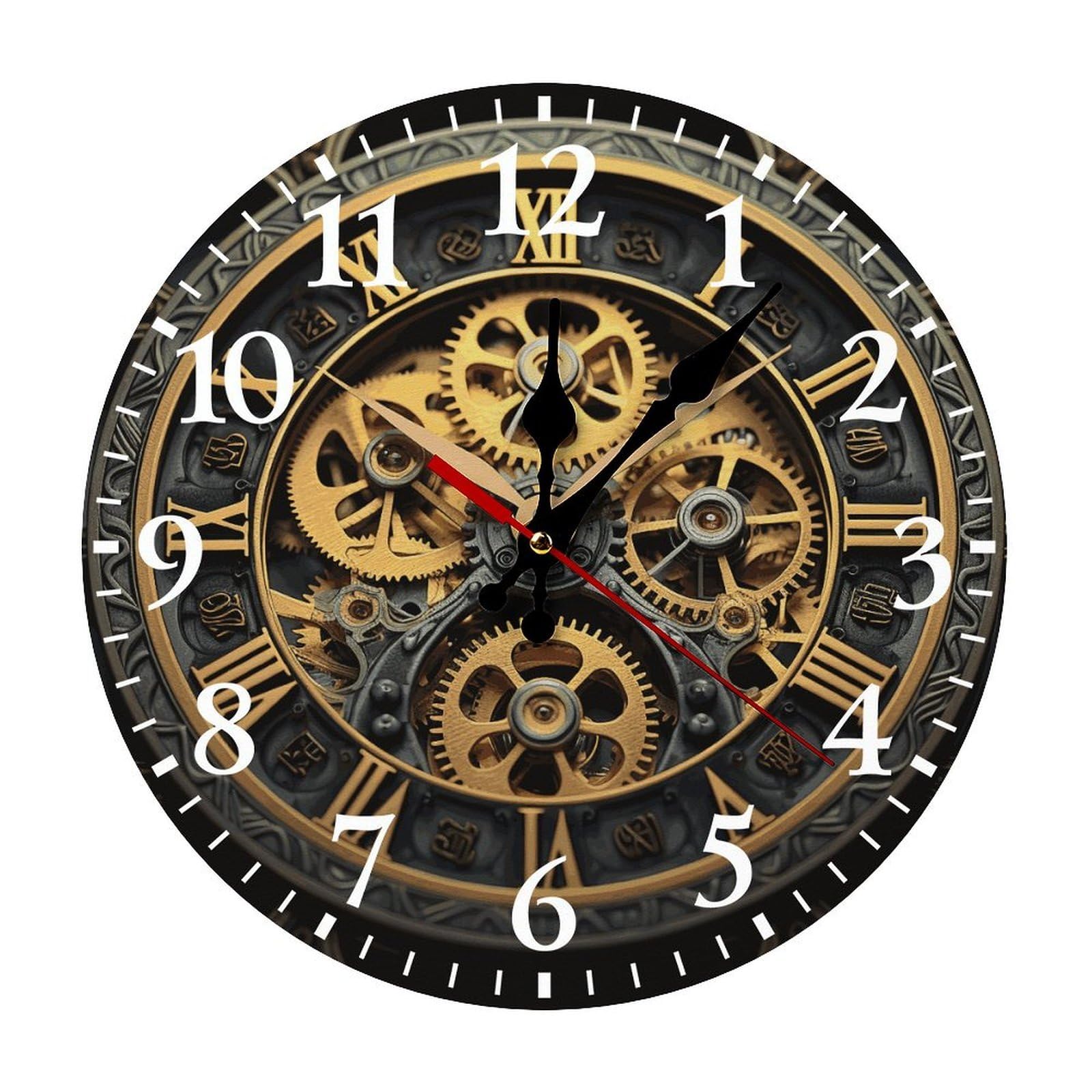 QMNLKH Clock Gear Wall Clock for Home, Battery Operated Clock for Hotel, Round Wall Clock with Arabic Numerals White, Easy to Read, Non-Ticking Clocks for Living Room 30 * 30cm
