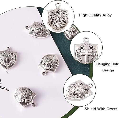 Miniatura 2 de Craftdady Dijes pequeños de cruz estilo tibetano de plata antigua, cruzas de fe, colgantes de cruz de crucifijo, dijes colgantes de metal para