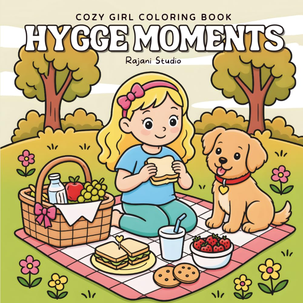 Hygge Moments: Cozy Girl Coloring Book for Kids and Adults Featuring Cute Stress Relieving Scenes