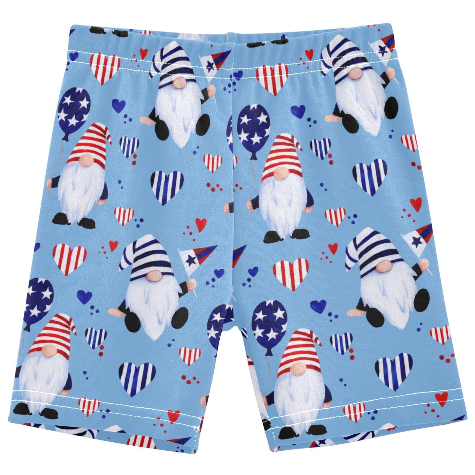 Dallonan Girls Dance Shorts, Toddler Biker Shorts Cartwheel Under Dress Balloon Flag Gnomes Kids Biking Clothes 4-10Y Multi