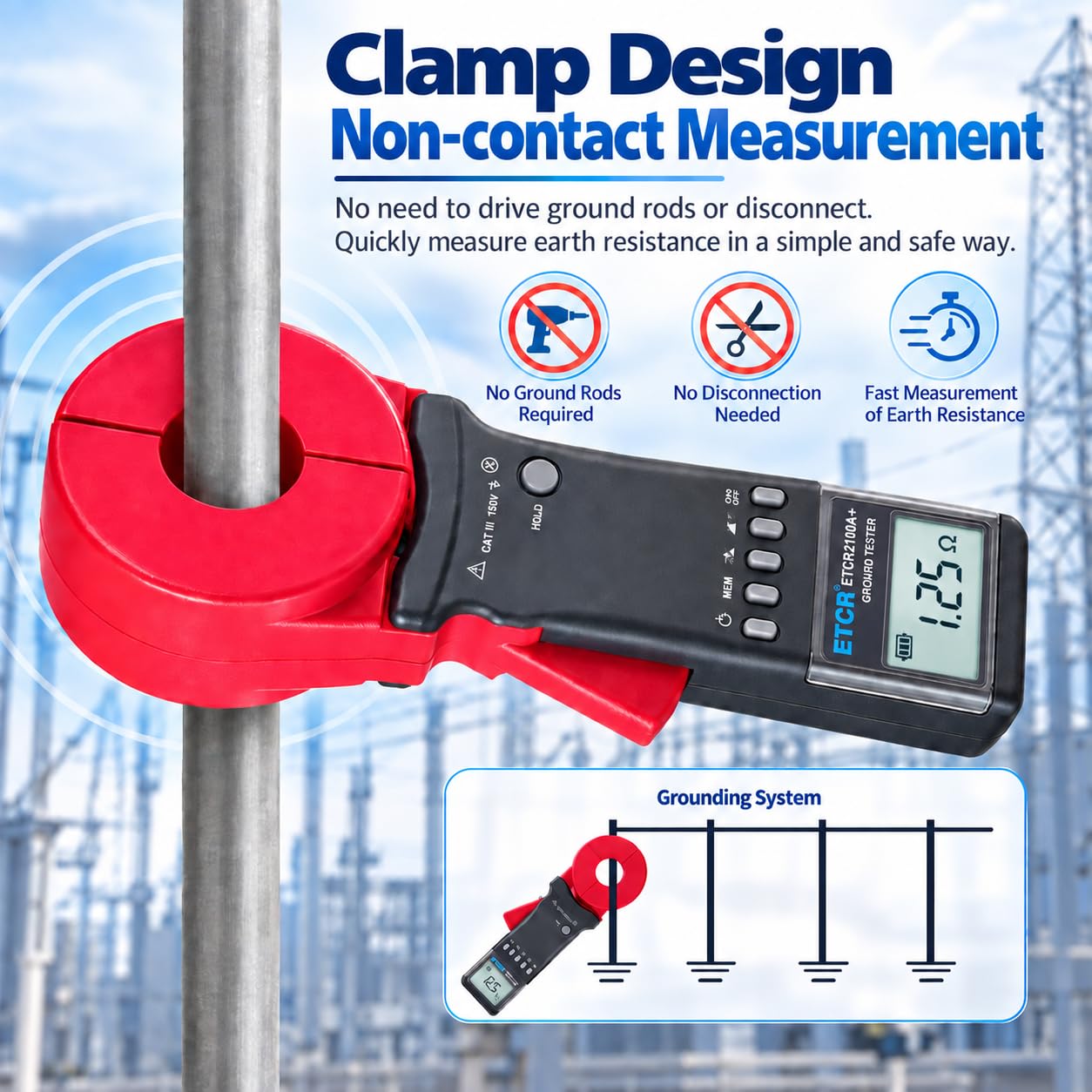 ETCR2100A Clamp Ground Resistance Meter - Buy Now! -3