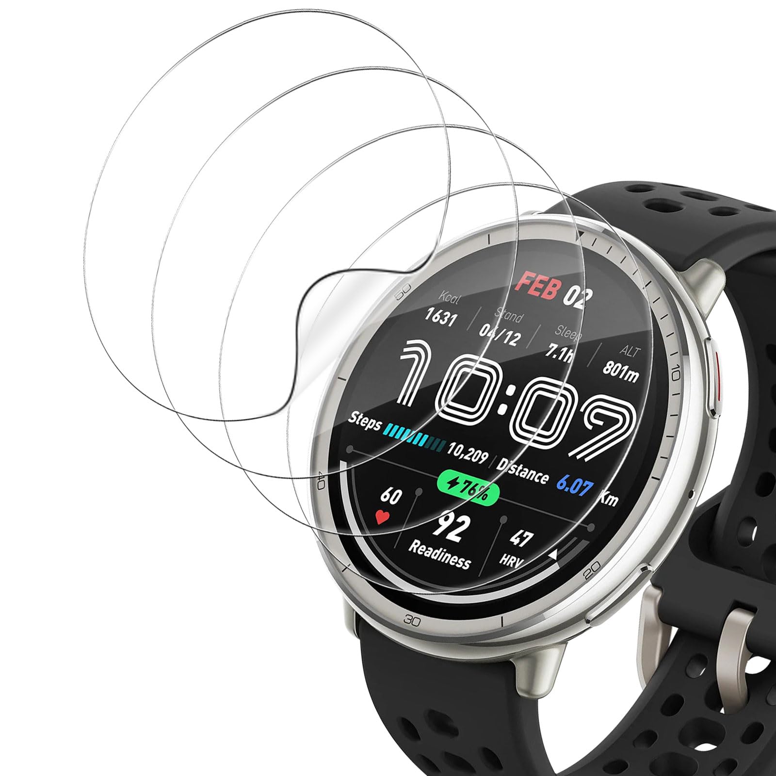 Pellicola Protettiva Per Amazfit Active 2 - Set Da 3, TPU Flessibile, Copertura Totale - Anti-Graffi E Impermeabile - Foto 3