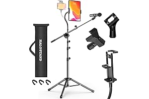 Extend Your Musical Horizons: Adjustable Microphone Stand with Versatile Accessory Options and Enhanced Portability