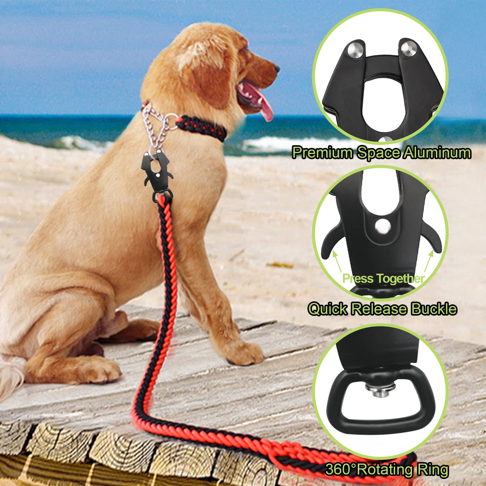 Clip a rana, chiusura in alluminio spaziale, fibbia per guinzaglio per cani resistente, sgancio rapido, fibbia di ricambio per catena per cani resistente alla ruggine, capacità 269,9 kg