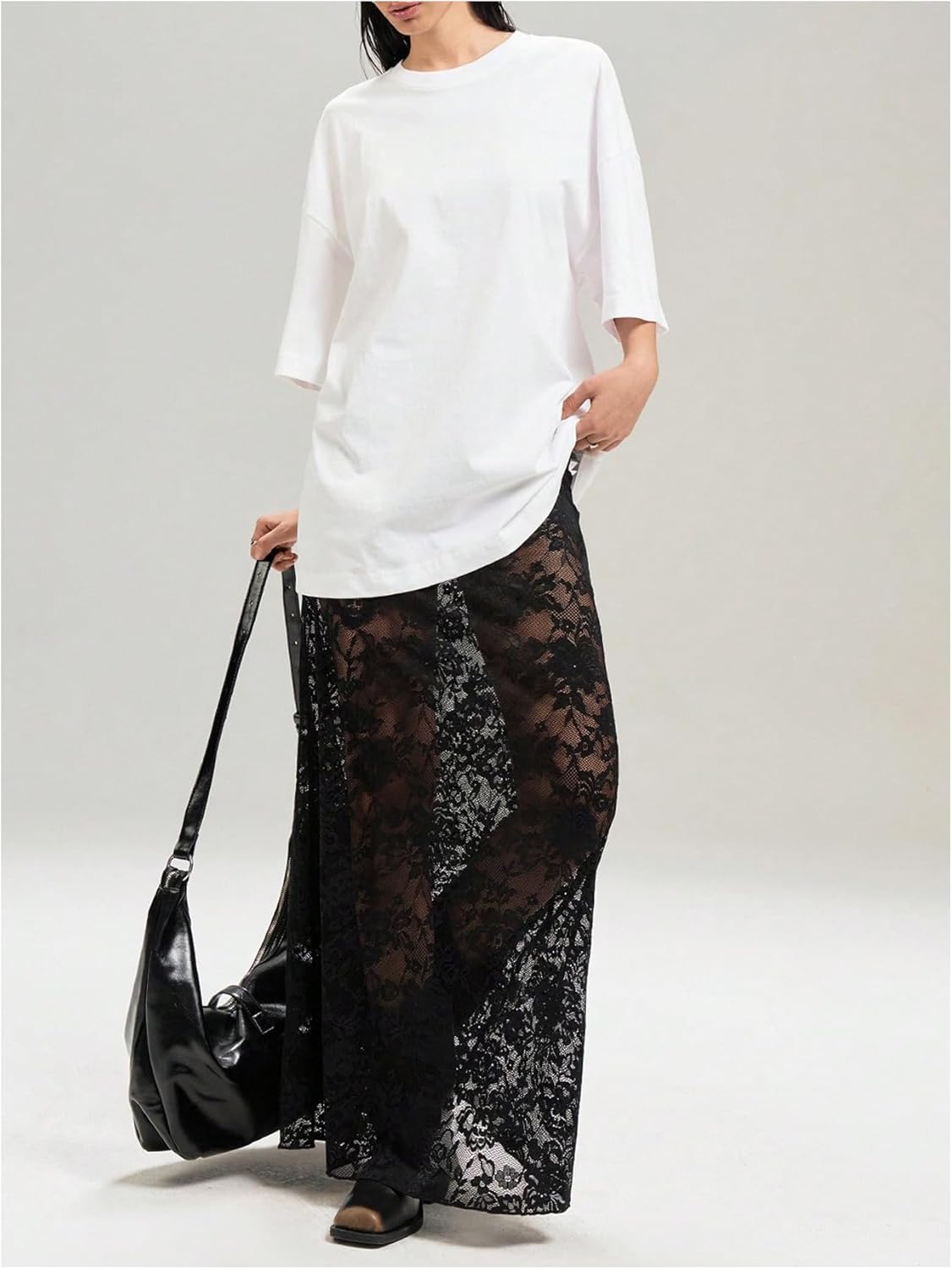 Milumia Women's Sexy Sheer Mesh Lace Maxi Skirt Y2k See Through Flowy Long Skirt - Image 5