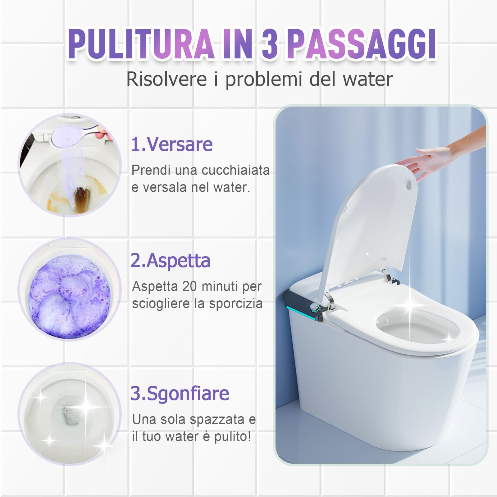 Disincrostante WC, 2026 Nuovo Detergente Anticalcare in Detergente per WC, Self-Cleaning Foam, Scioglie Gli Ingorghi Elimina Incrostazioni di Calcare e Ruggine per la Pulizia di W C e Bagno (1Pcs)