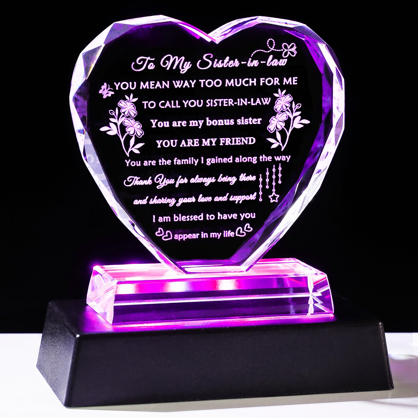 YWHL Heart Crystal with LED Base
