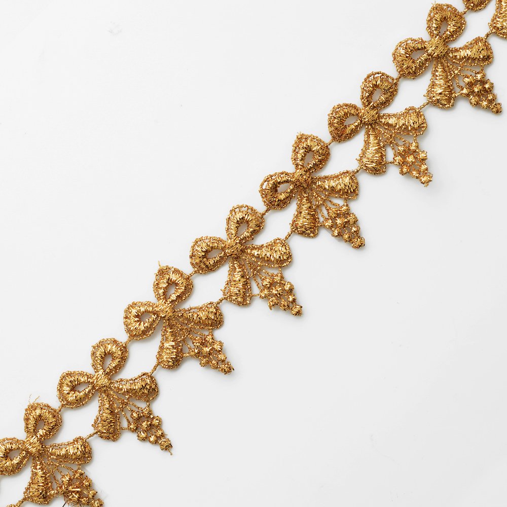 1-1/4 Inch Metallic Gold Lace Trim for Bridal, Costume or Jewelry, Crafts and Sewing by 1 Yard, LP-MX-1310