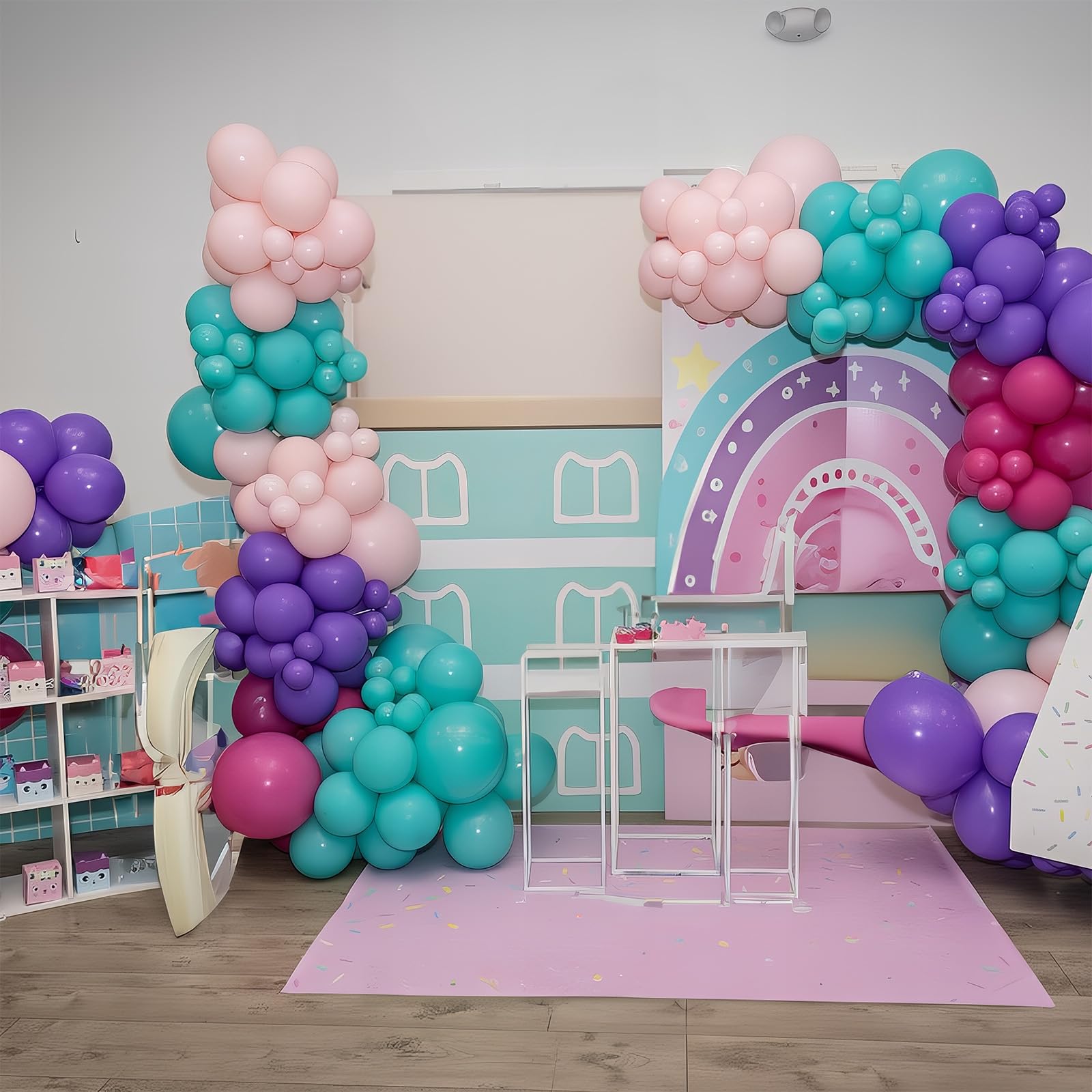 HILAVO Luftballons Rosa Lila Türkis 60 Stück 12 Zoll Pastell Pink Lila Blau Party Luftballon Set mit Konfetti Latex Helium Ballon für Kinder Mädchen Geburtstag Hochzeit Anime Babyparty Party Deko