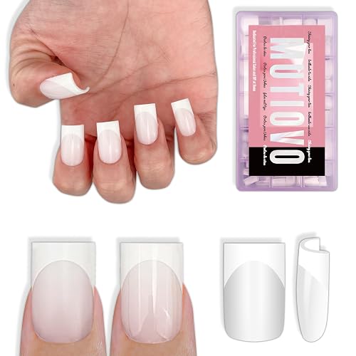 Short Square Nail Tips – 150Pcs Milky White French Tip