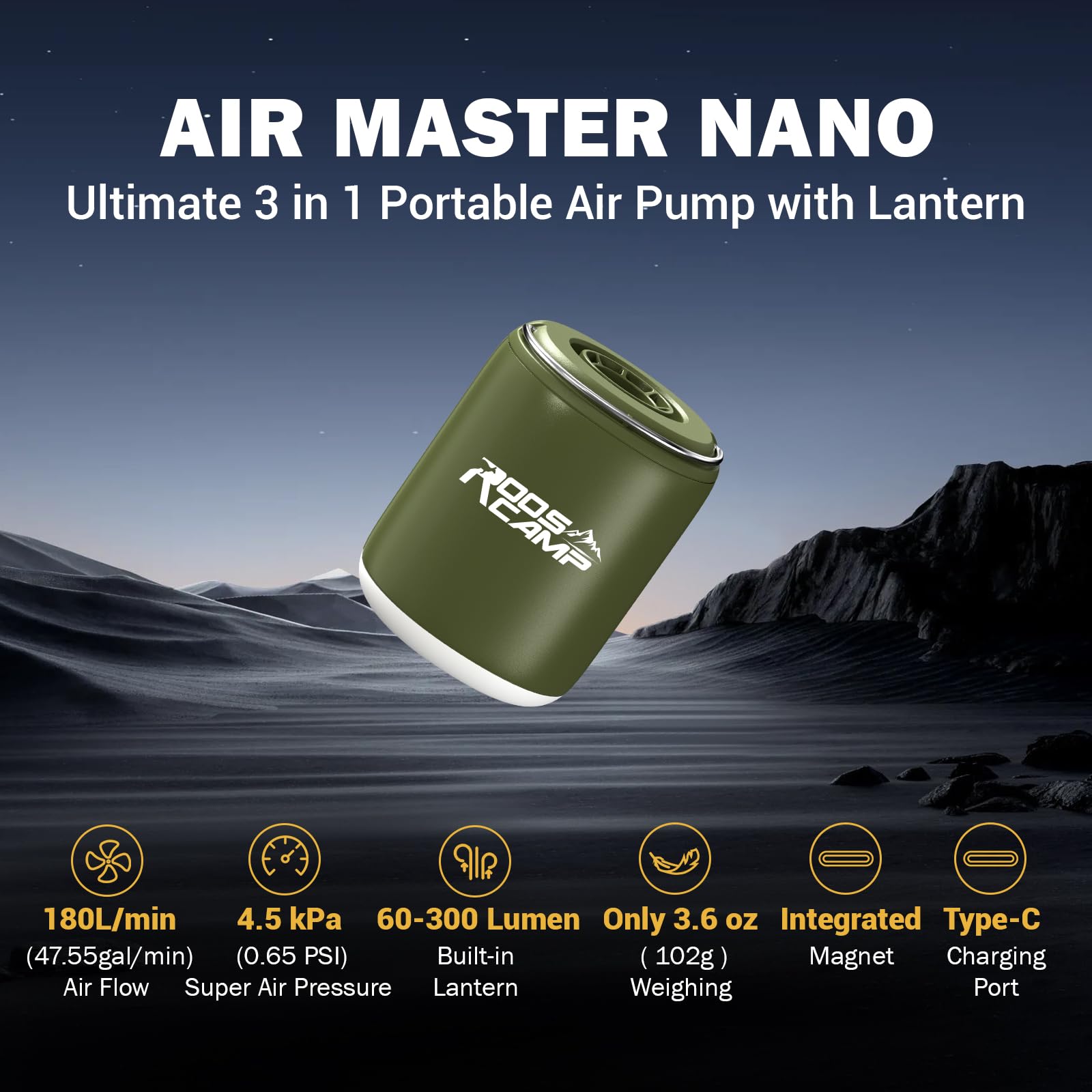 Bomba de aire portátil pequeña para camping, 4.5 Kpa, batería recargable de 1600 mAh, mini inflador inalámbrico para colchón de aire, almohadilla de dormir, bolsas de almacenamiento