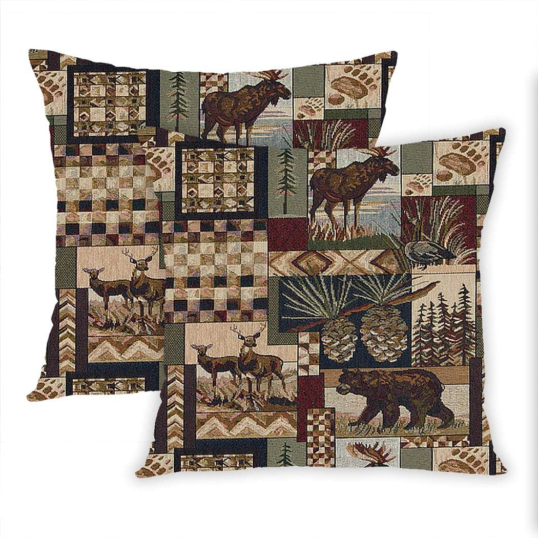Suike Set of 2 Lodge Cabin Plush Hidden Zipper Home Sofa Decorative Throw Pillow Cover Cushion Case Square 20x20 Inch Design Printed Pillowcase. : Home & Kitchen