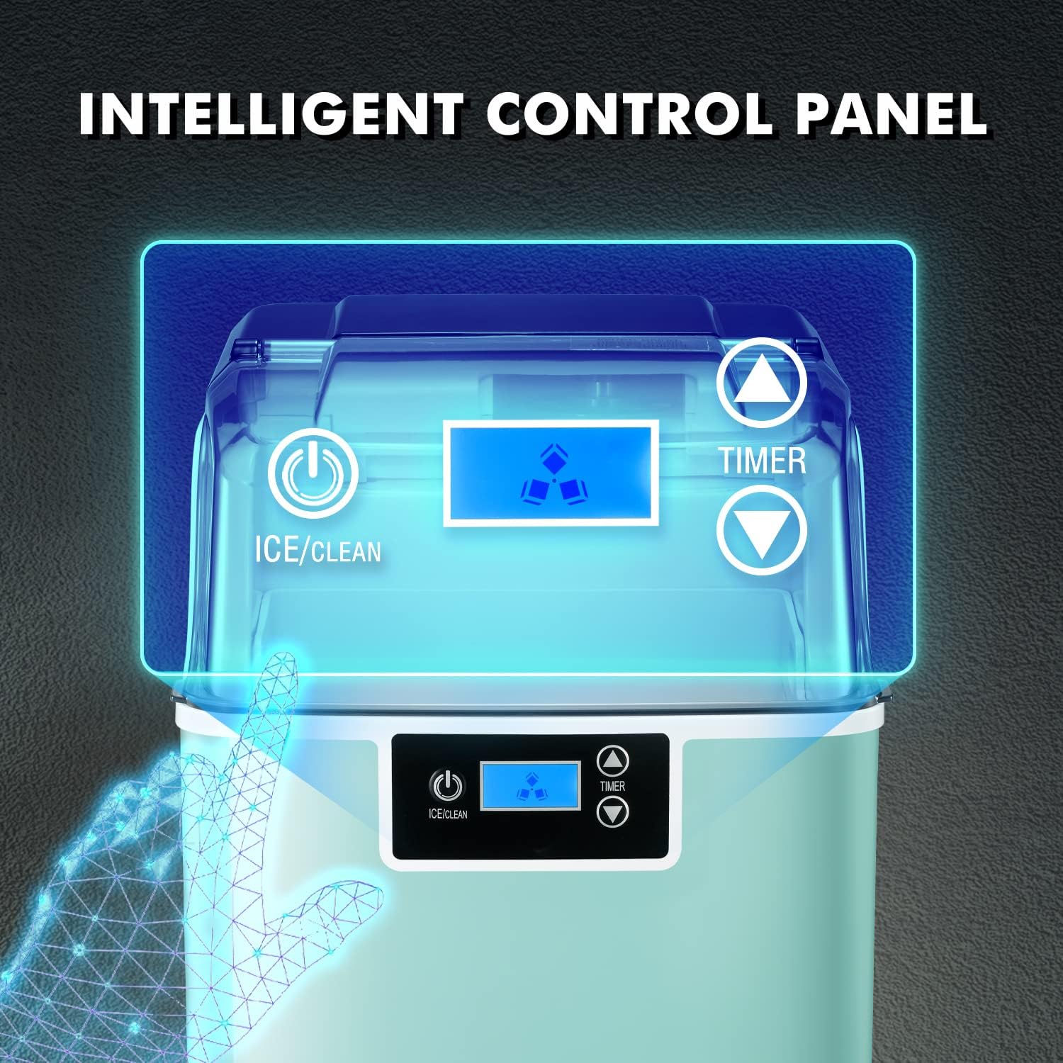 Nugget Ice Maker Countertop Ice Machine Pellet Ice Portable Self-Cleaning Compact Ice Machine, 44lbs/24h With Ice Scoop And Ice Basket For Kitchen/Office/Bar/Party(Green) on Fridge.com - View 3