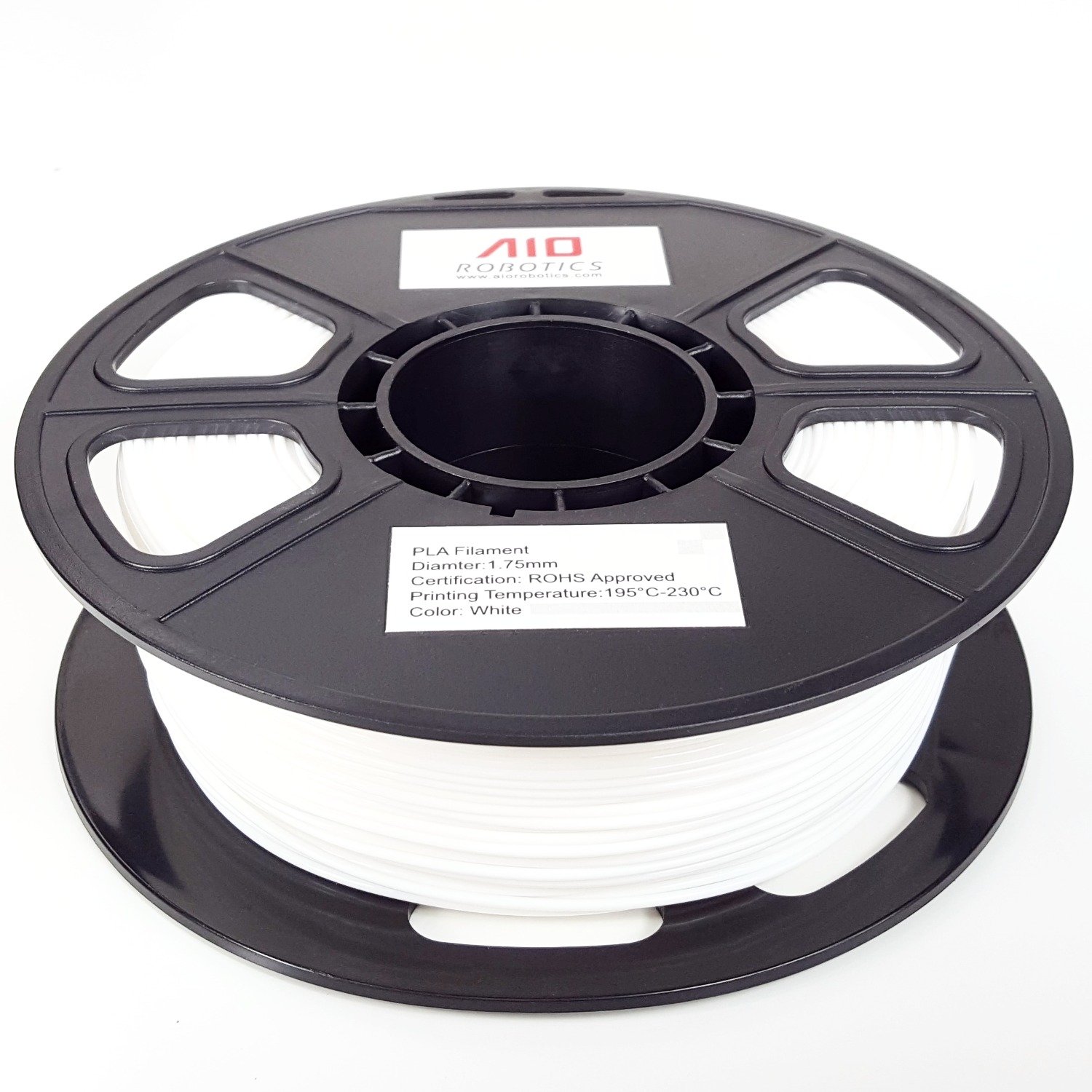 AIO Robotics AIOWHITE PLA 3D Printer Filament, 0.5 kg Spool, Dimensional Accuracy +/- 0.02 mm, 1.75 mm, White