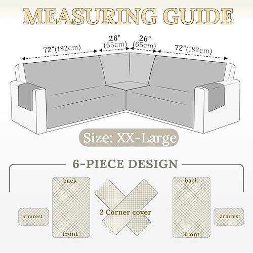 Miniatura 6 de HDCAXKJ Funda impermeable para sofá modular esquinero, de terciopelo en forma de L, para mascotas, perros, suave, resistente, en forma de U, juego