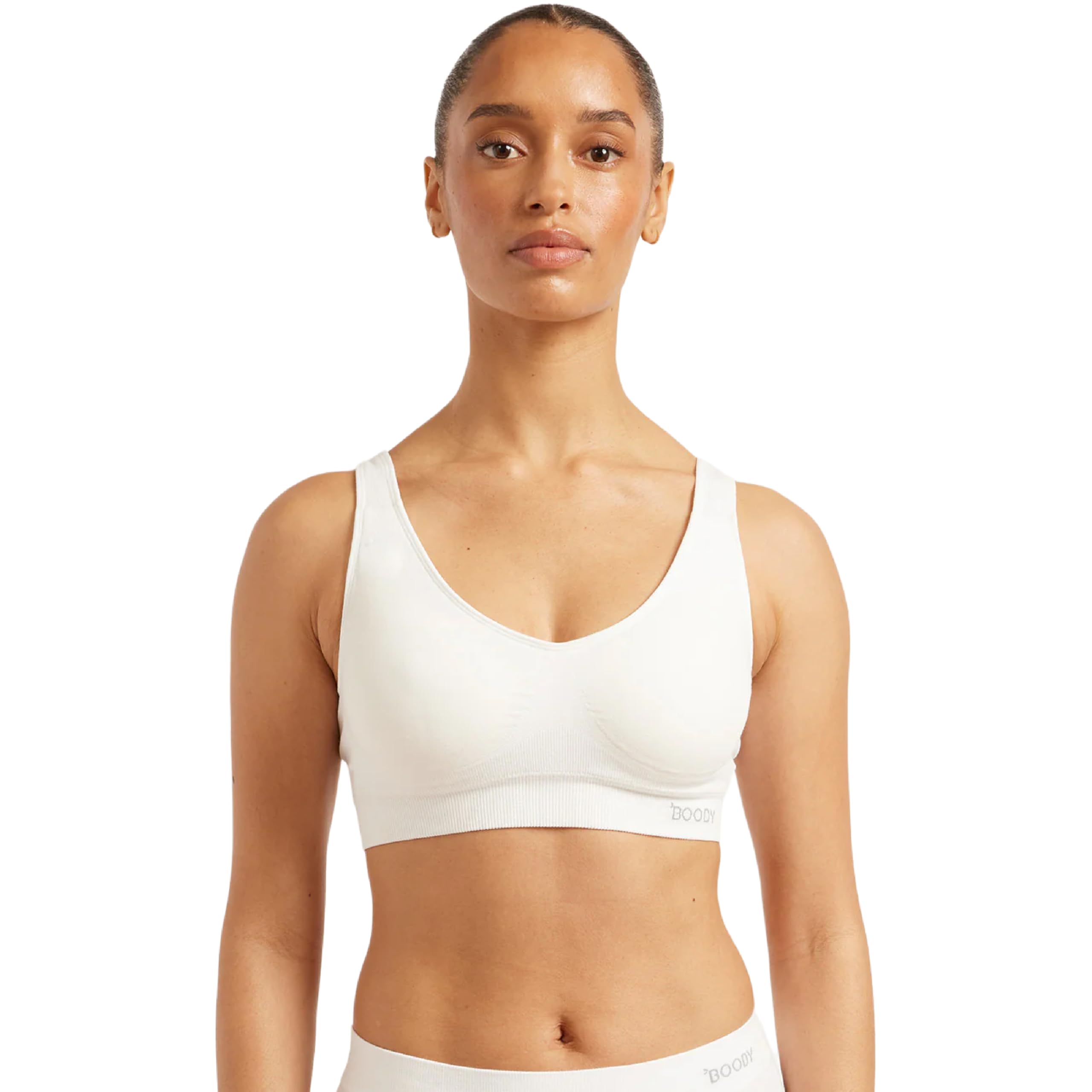 Boody Seamfree Padded Crop Bra - White/M