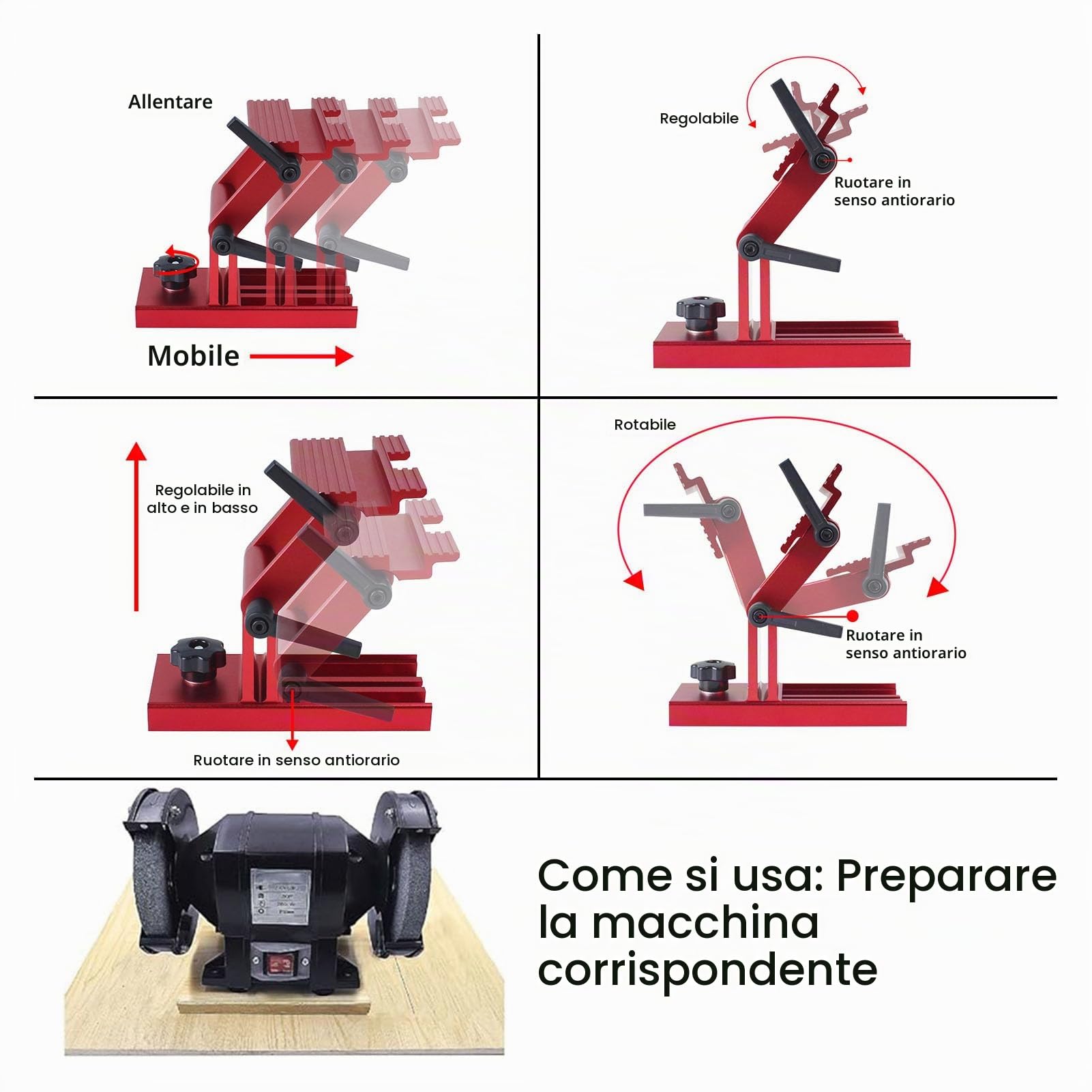 di Affilatura Regolabile per Poggiautensili di Ricambio per Smerigliatrici e Levigatrici Banco 6“ o 8”, Guida di Affilatura Facile Affilatura degli Utensili
