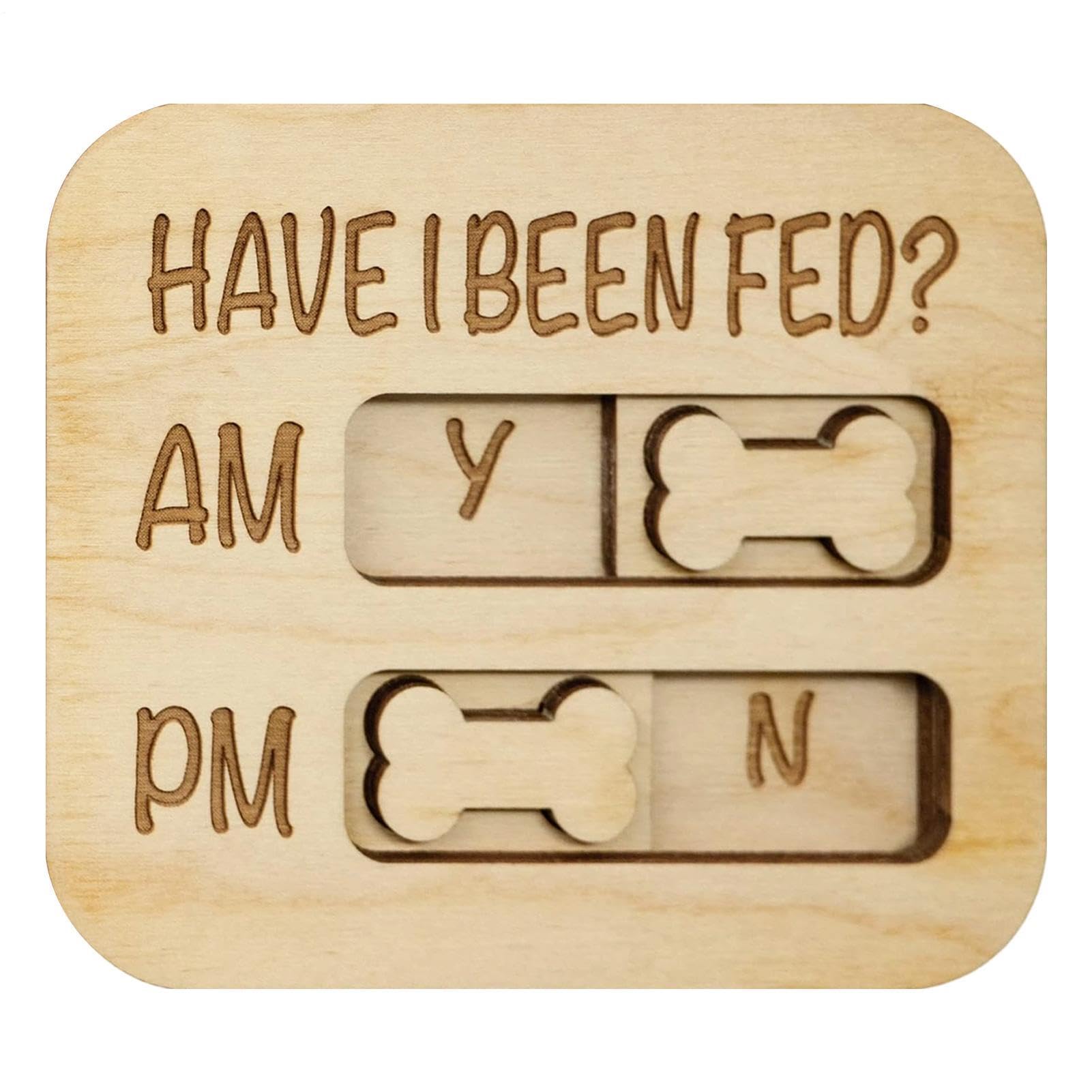 Dog Feeding Reminder - Pet Feeding Chart | Wooden Indicator with Am Pm Daily Tracking, Cat Board with Travel Use, Puppy Sign, Home Indoor Outdoor Chart for Walking