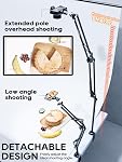 CACENCAN Overhead Camera Mount, 5lb Horizontal Load-Bearing, 360° Adjustable Stand for Desk, Flexible Camera Arm Desk Mount, with Phone Clamp, Tabletop Mount for DSLR Camera/Webcam/Microphone