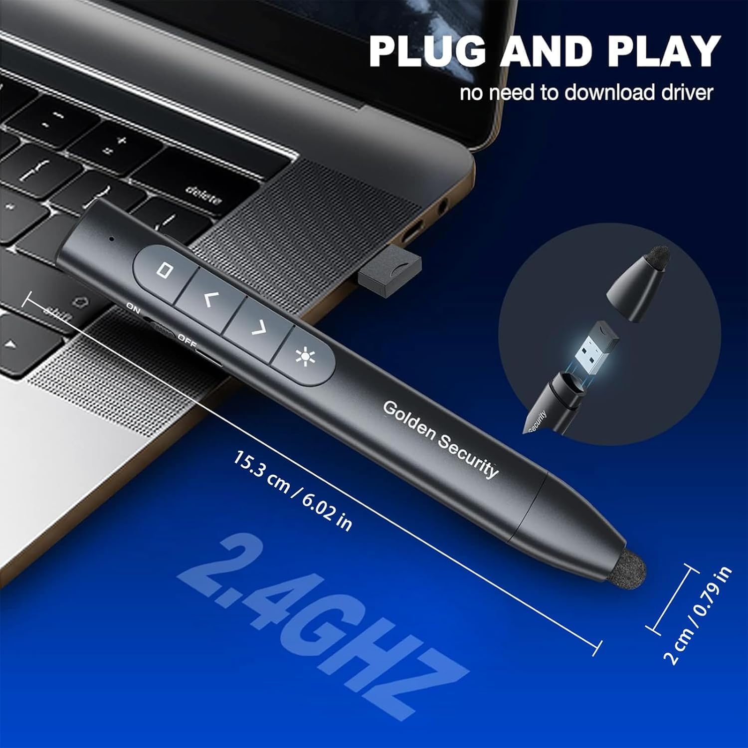 Puntatore Presentatore Wireless Presenter Telecomando Presentazioni Powerpoint Senza Fili, 2.4GHz Telecomando Computer Slide PC Pointer per Presentazione, Insegnamento, Ufficio, Conferenze, ecc