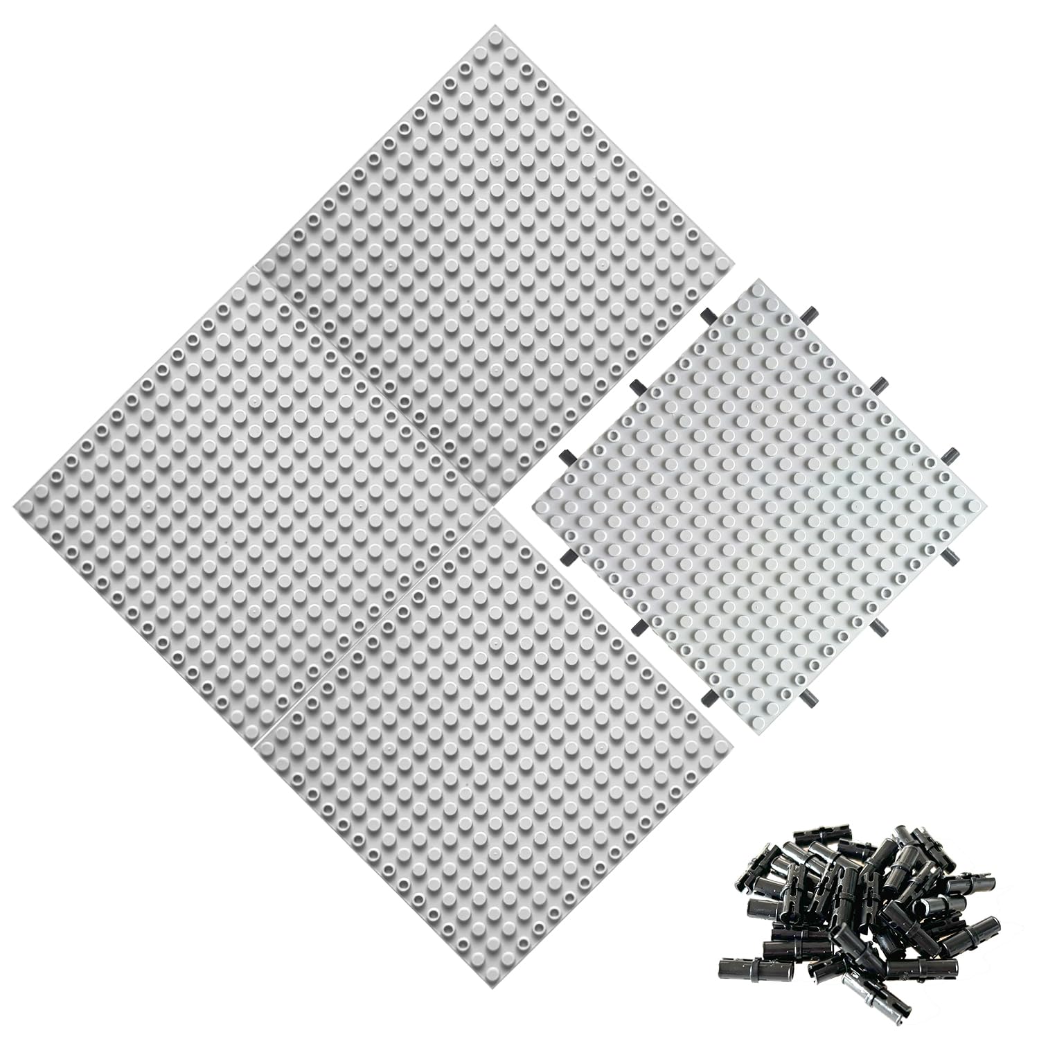 4pcs Base Plates Multipack Classic Baseplate Building Plates for Bricks 16x16 Architectural Panels Create Pixel Paintings & Wall Displays Compatible with Major Brick Brands (Grey)