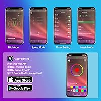 Vista 2 de Nilight 4 luces USB para interiores de automóvil, 48 LED, tiras de luces LED RGB con control de aplicación, sonido de música, modo activo debajo