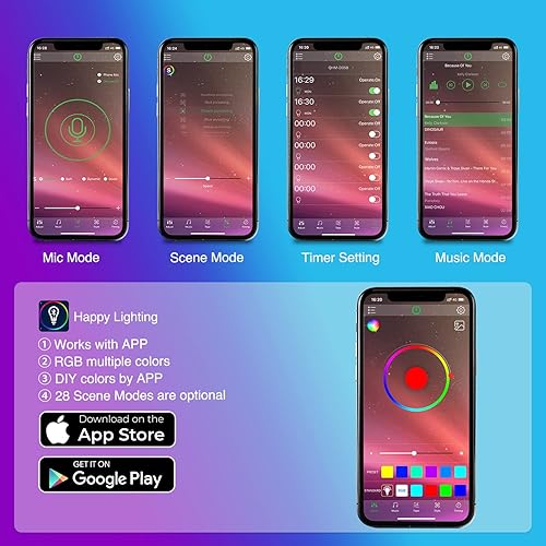 Vista 16 de Nilight 48 luces LED DC 5V Multicolor Music Car Strip Light Under Dash Kit de iluminación con función activa de sonido y control remoto inalámbrico