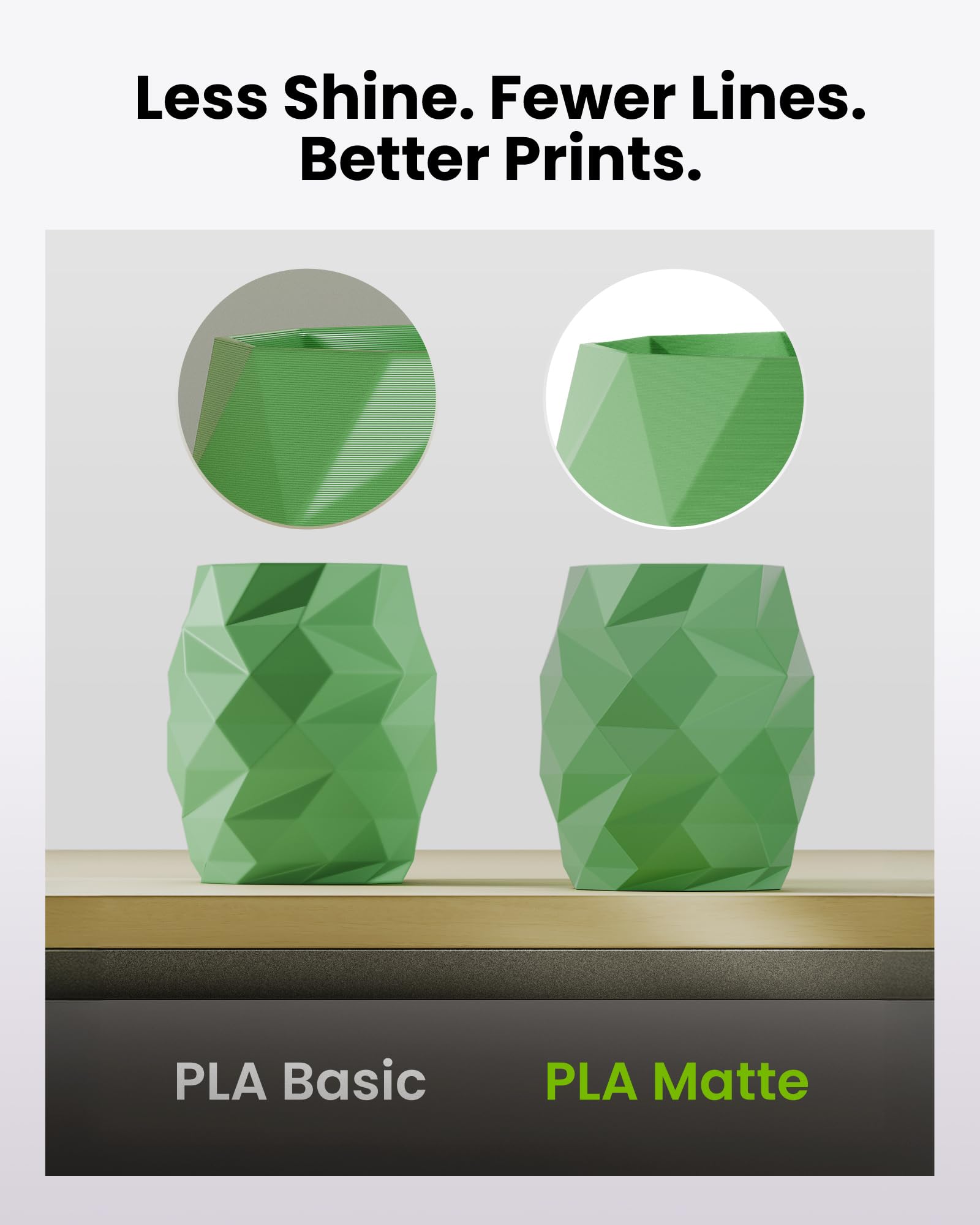 Filamento PLA mate con carrete reutilizable de cambio rápido 1kg (2.2lbs), filamento de impresión 3D de 1.75mm, compatible con impresoras 3D Bambu Lab – Verde Hierba