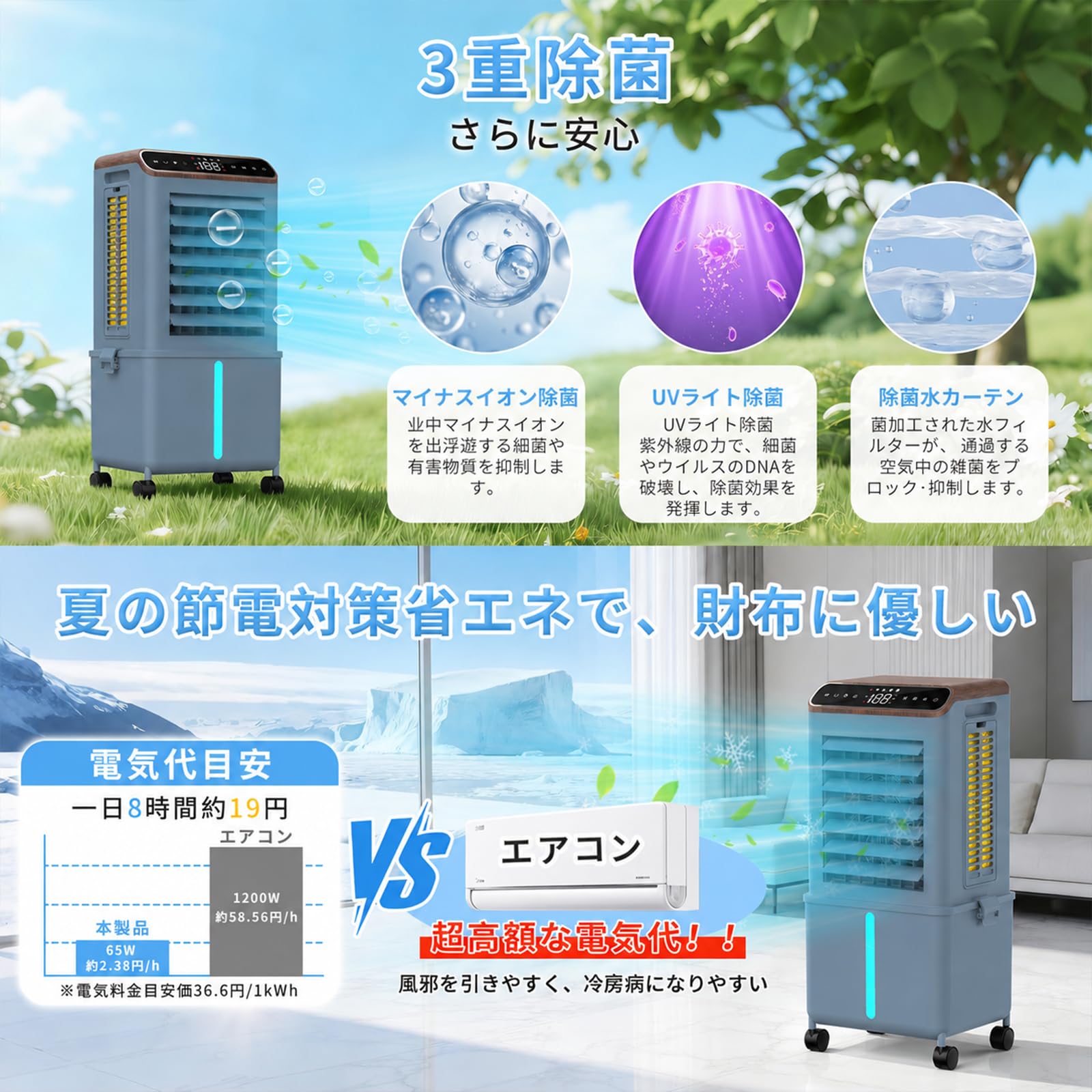 Amazon | 冷風機 強力 人気 冷風扇 扇風機 【2026業界初！着脱式13L