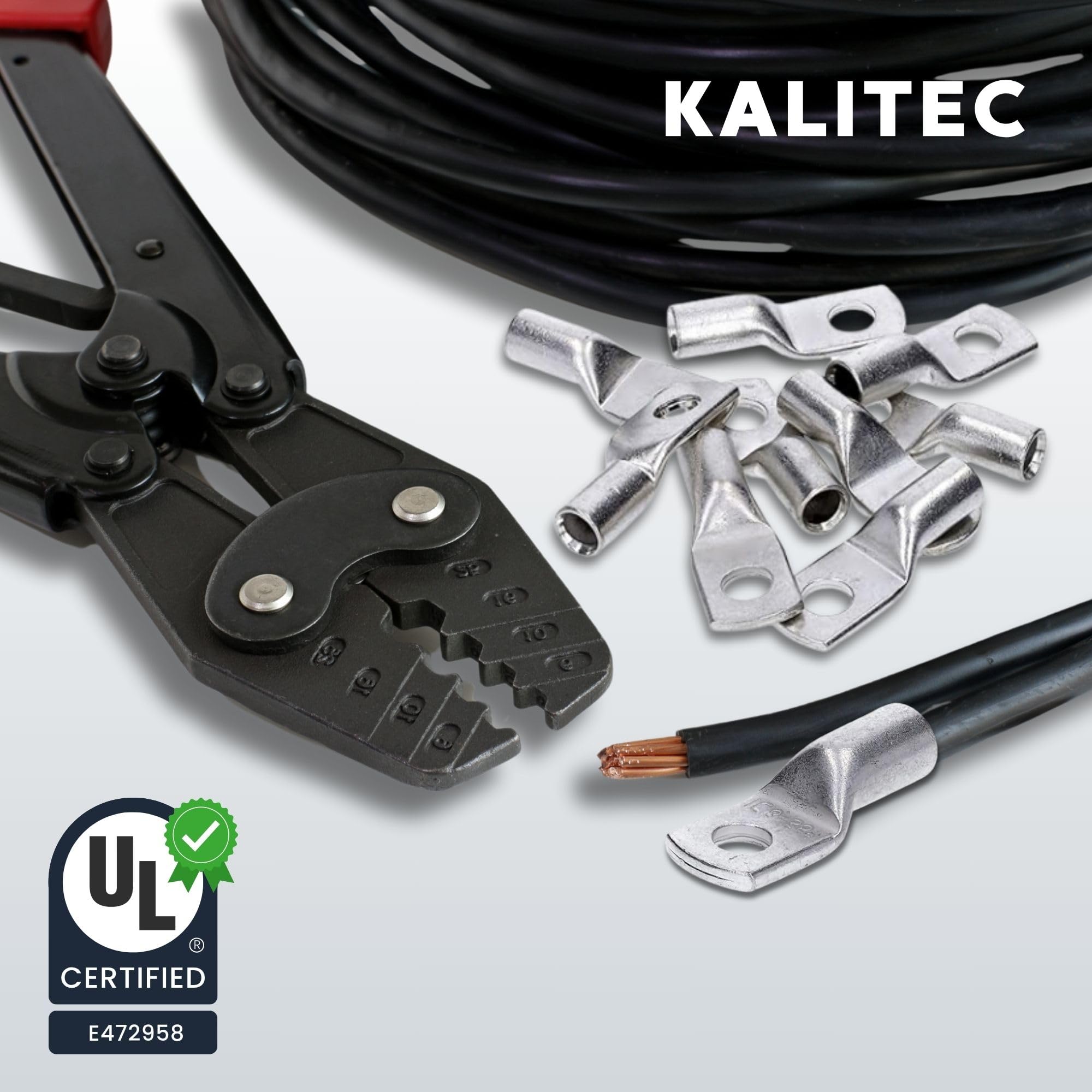 Kalitec HR70-8 - Terminales para cables tubulares (10 unidades, 70 mm², M8, sin orificio visual), fabricado en Alemania