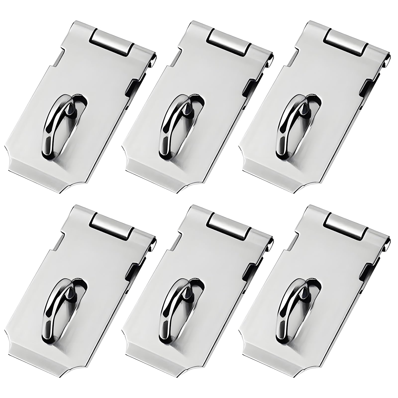 KOOLEVER 6pcs Door Padlock Hasp, Stainless Steel 2 Inch Door Latch Catch, Small Padlock Hasp with Screws, for Doors Windows Cabinets Pet Cages Secure Locking Hardware