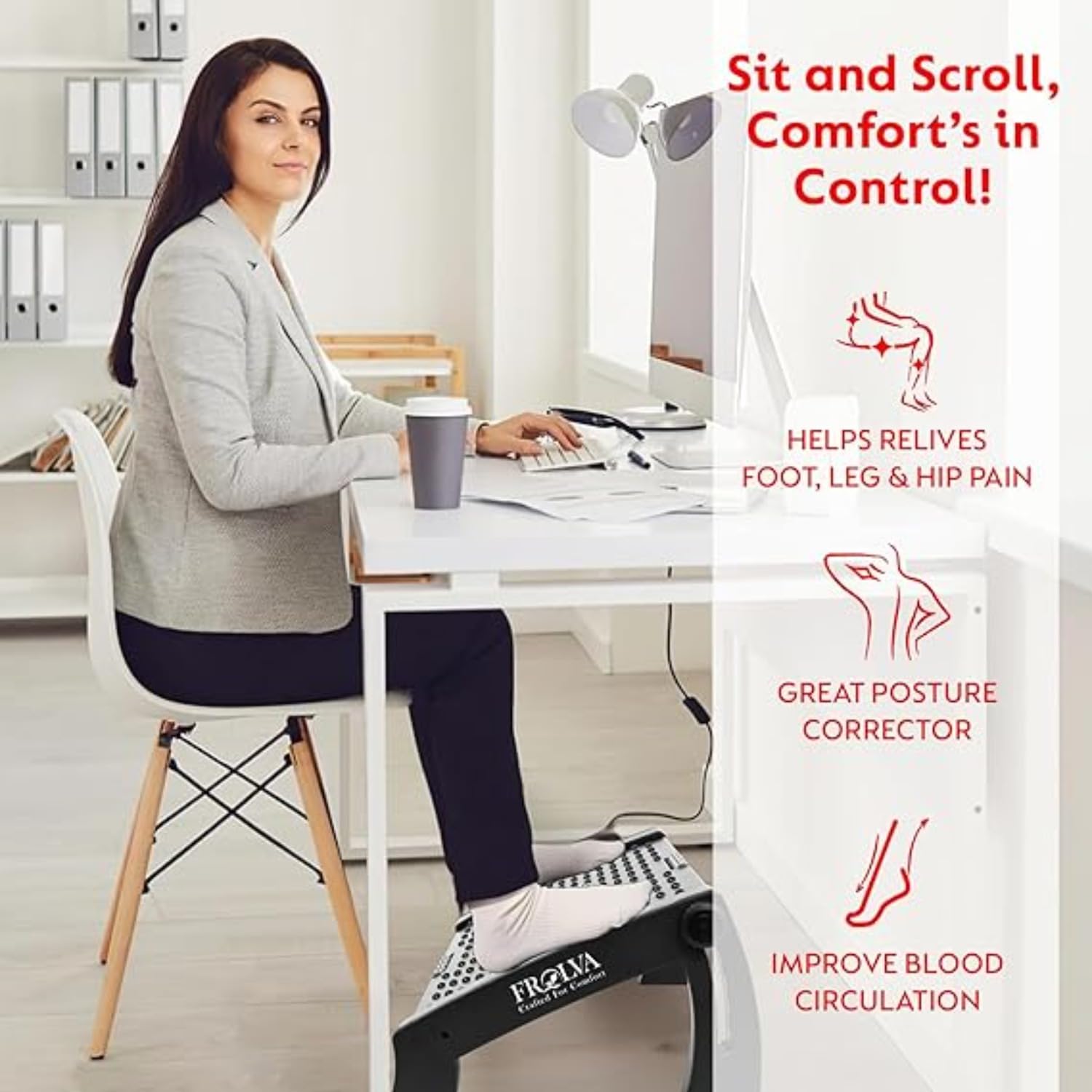 Dideric adjustable foot rest for office chair - ergonomic, 6 height settings under desk footrest with acupressure and massage roller. Foot stool for home, office, desk and sofa use Dideric adjustable foot rest for office chair - ergonomic, 6 height settings under desk footrest with acupressure and massage roller. Foot stool for home, office, desk and sofa use