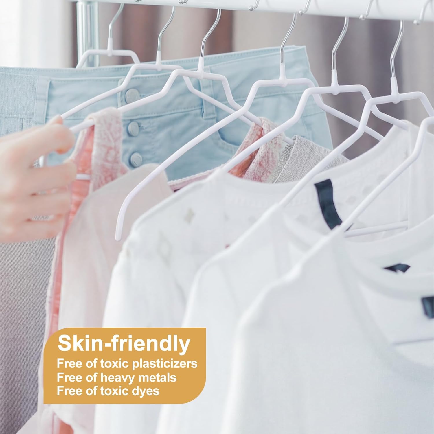 Kathfly 25 Pcs Ultra Light and Thin Non-Slip Shirt Hangers White Space Saving Clothes Hangers No Shoulder Bump for for Shirt Sweater Camisole Jacket Dress Coat