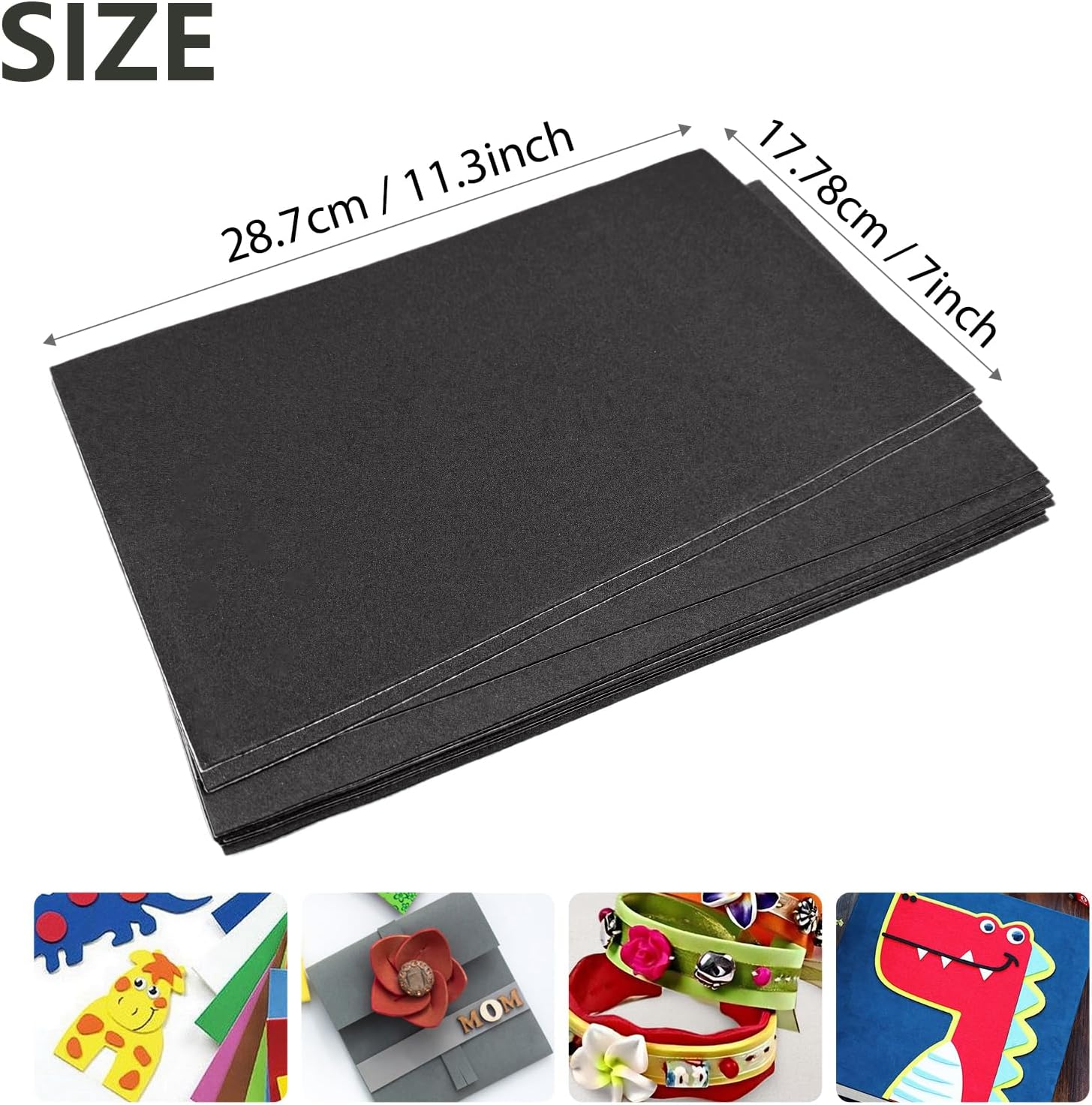 Adhesive Foam Sheets, 7x11.3 Inch Craft Eva Foam Sheets, 2mm Thick 10 Pcs Sticky Eva Paper with Adhesive Backing for DIY Arts and Crafts Supplies（Black）