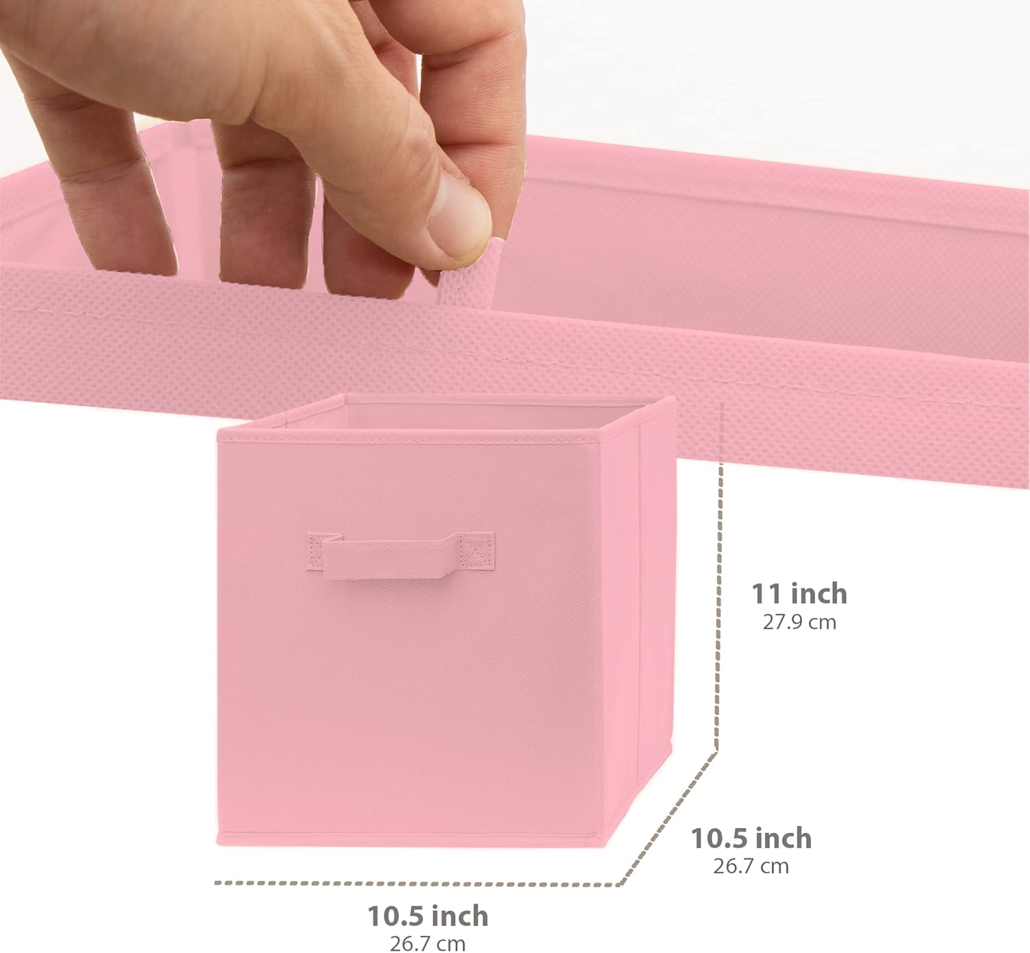 Pomatree Storage Cubes - 11 inch Cube Storage Bins (9 Pack) | Foldable Cubby Organizer Bin for Closet, Clothes and Toys | 2 Reinforced Handles | Fabric Basket Bin (Pink)