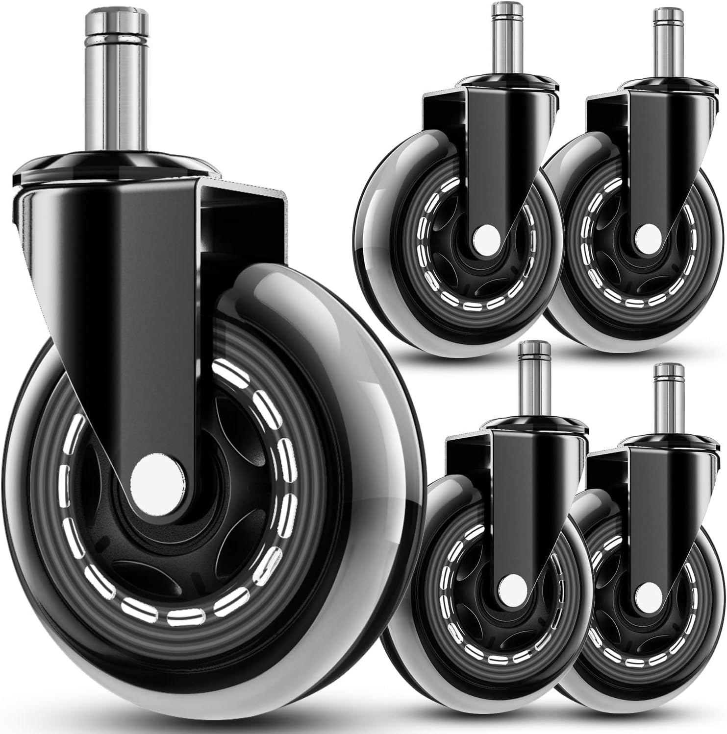 Sponsored Ad – Office Chair Caster Wheels Set, Replacement Rubber Wheels, Universal Fit 3 Inch Chair Casters, Heavy-Duty Chair Wheels for Hardwood Floors and Carpet, Noise Free, Fits 98% Chair (5PCS)