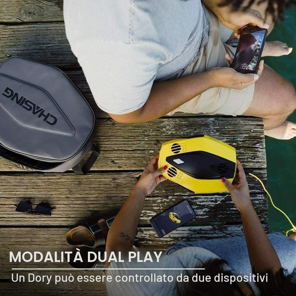 CHASING Dory Drone subacqueo subacqueo Full HD 1080p con fotocamera per visualizzazione in tempo reale, telecomando APP e portatile, con custodia per il trasporto, boa WiFi e cavo da 15 m, ROV