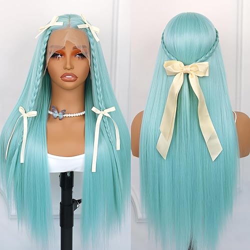 Miniatura 6 de Phyoung Pelucas rubias de encaje frontal, peluca de color rubio mixto con línea de cabello natural, cabello largo y lacio, pelucas de cabello rubio