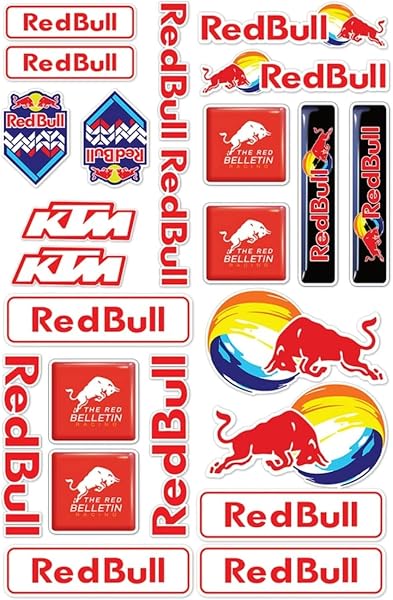 レッドブル スポンサー バイク ステッカー ゴーストクロー 防水 電気自動車 自転車 改造人格ネット 装飾ステッカー.ブルヘルメットステッカー 実用 (枚C金) - 1