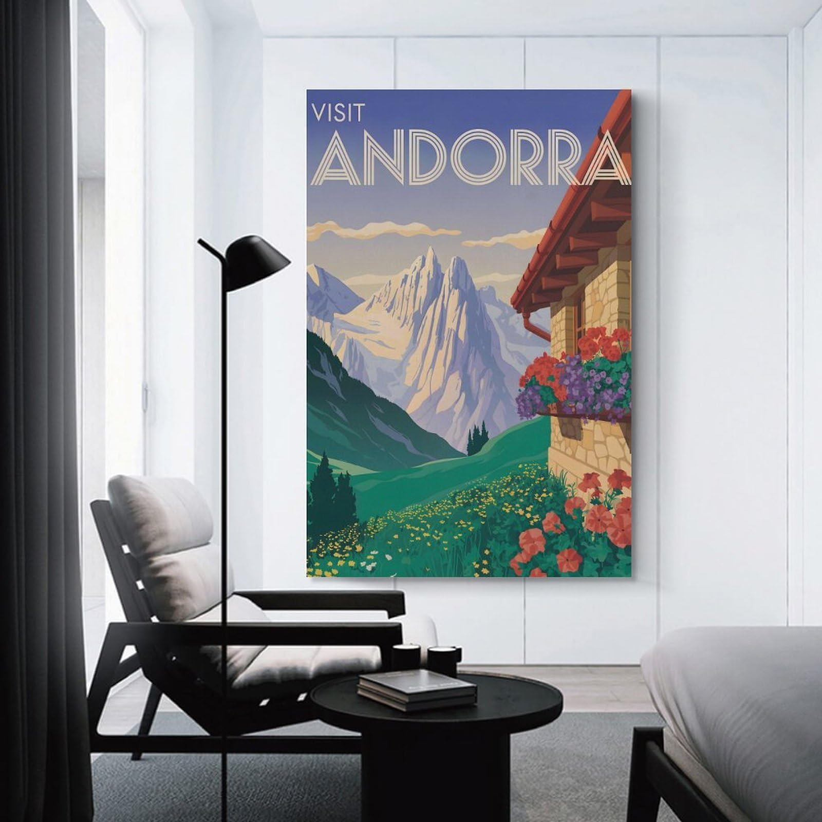 Junmoney Unframe-Style-23 Decorative Canvas Print Visit Andorra Travel (3), 20X30inch(50X75cm), For Entrance Spaces, Stair Walls Or Halls, A Neat Decor Update For Hallways