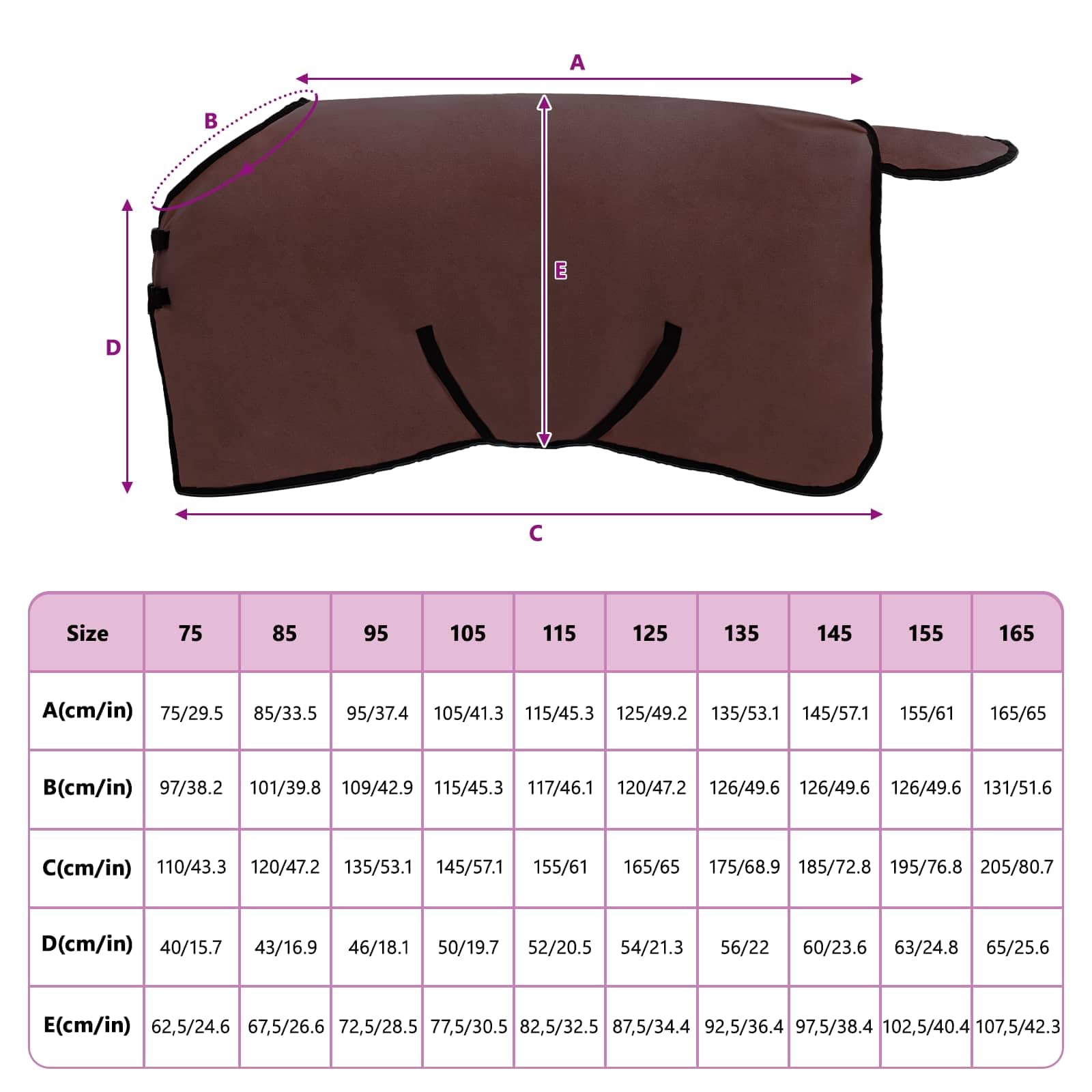 Manta para caballo, color marrón oscuro, de poliéster, 85 cm, con cierre ajustable en el pecho y cinturón abdominal, transpirable e impermeable para establo, pasto, transporte y uso en