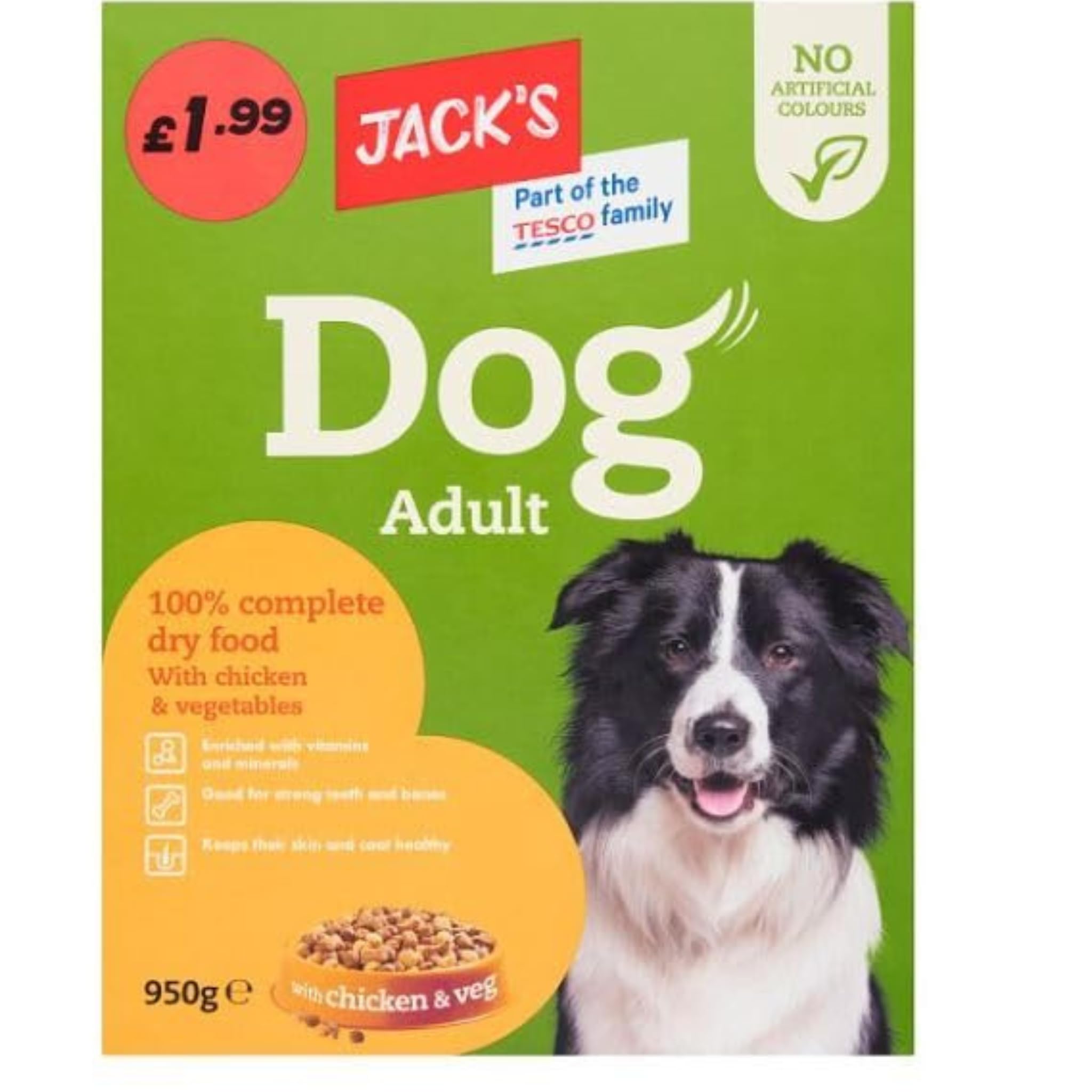 Jack's Adult Dog Dry Food With Chicken & Vegetables Grain Free 950g - Premium Dog Meal Complete Balanced Nutrition For Adult Dogs, Healthy Digestion (10 Packs, Chicken)