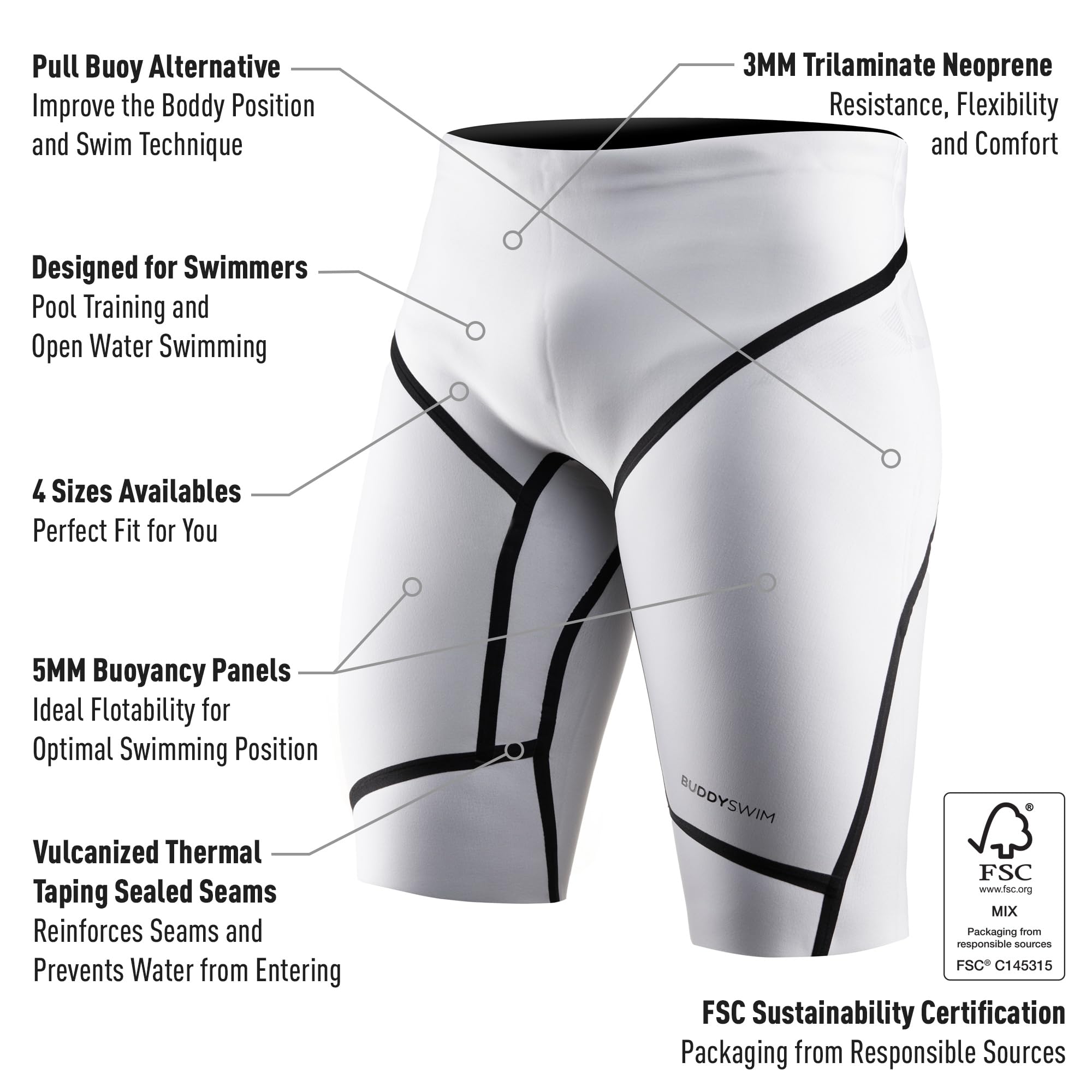 Pantaloncini Uomo e Donna Galleggiante in Neoprene per Il Nuoto in acque libere 5/3 mm. Shorts Uomo di Isolamento dal Freddo per Immersioni, Scuba Diving, Surf e lavori in Acqua.