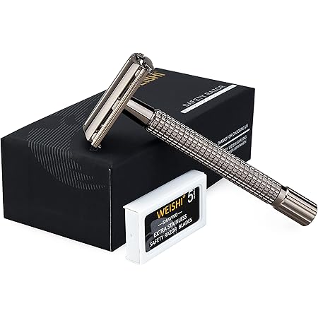 WEISHI Safety Razor Double Edge Nostalgic Long Handle Butterfly Open Razor