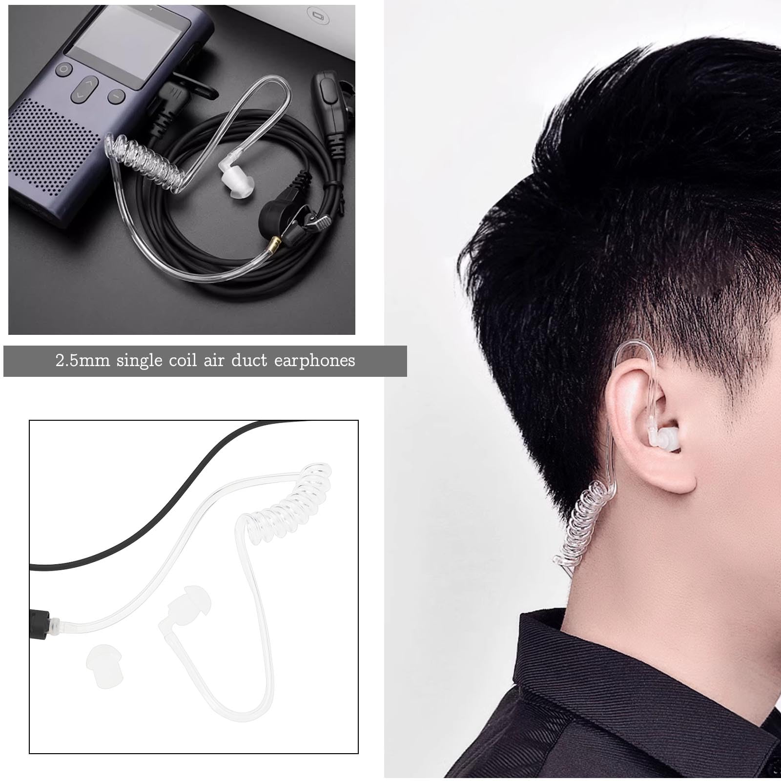 Akustikschlauch-Headset Mit 2,5-mm-Stecker – Verdeckter Ohrhörer Für Funkgeräte & Smartphones